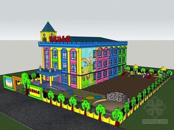 幼儿园max模型资料下载-华丽幼儿园SketchUp模型下载