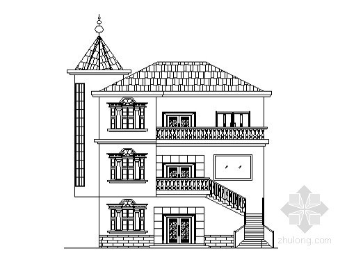 欧式别墅概念方案案例资料下载-某三层欧式别墅方案图