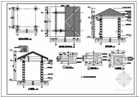 钢结构凉亭cad结构图纸资料下载-某凉亭结构设计图