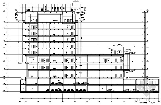 [温州]某电信二十三层综合办公楼建筑施工图（09年设计）-剖面图