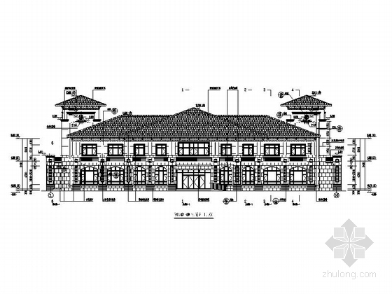 [吉林]两层西班牙风格会所建筑施工图（2014.5）-两层西班牙风格会所建筑立面图