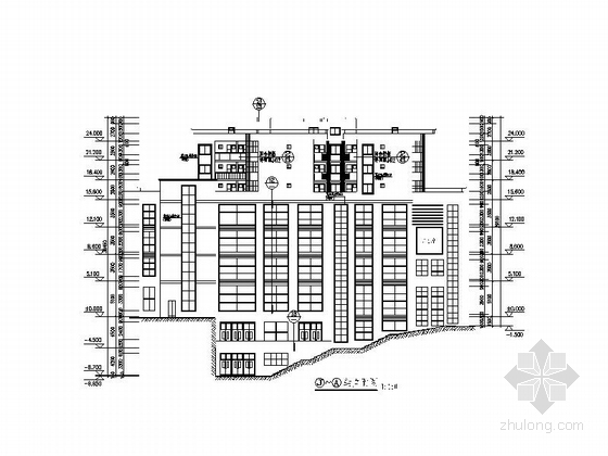 七层框架结构农贸市场建筑设计施工图（含住宅）-七层框架结构农贸市场建筑立面图