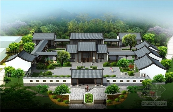 新中式园林景区资料下载-[广东]古典风格景区复建文化楼建筑设计方案文本