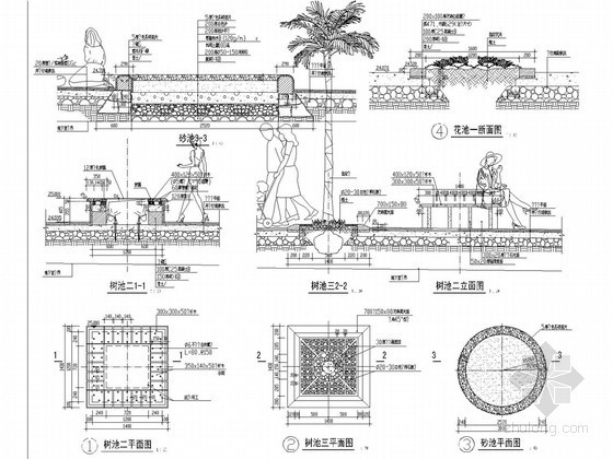 树池剖面详图资料下载-景观方形座椅树池做法详图