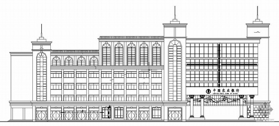 建筑物立面装饰资料下载-某中国农业银行装修外立面施工图