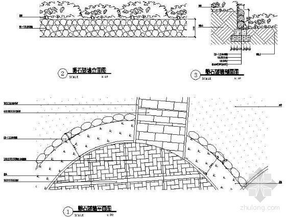 卵石矮墙节点详图