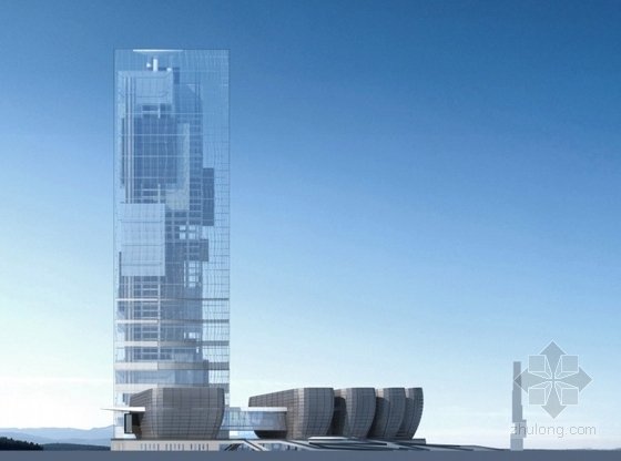 [唐山]某传媒大厦50层办公楼方案文本（含CAD、动画）-立面图