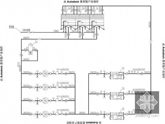 [成都]酒店办公大厦暖通空调施工图纸131张（15万平米）-冷却水循环系统