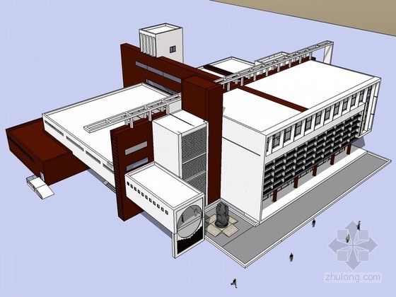 现代图书馆su模型资料下载-现代图书馆建筑SketchUp模型下载