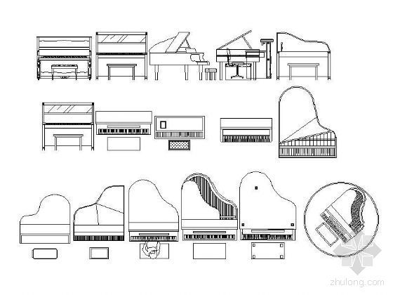 钢琴平立面图块-2