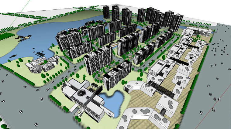 居住区规划su3D模型资料下载-天津武清住区规划建筑设计模型