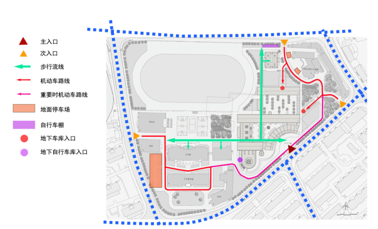 欧式风格多层学校建筑设计方案文本-交通分析