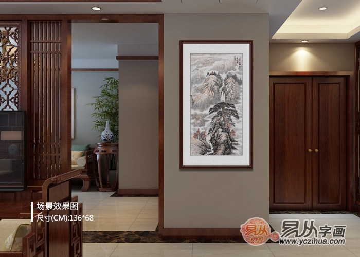 客厅挂油画资料下载-走廊玄关挂什么画，挂山水画可以感受山水的灵气