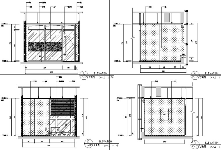 洗手台立面图CAD资料下载-[重庆]现代风格办公空间设计施工图（附效果图+材料表）