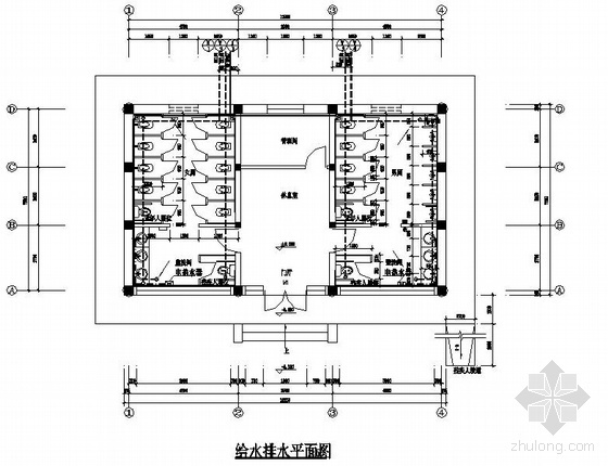 卫生间给排水cad图纸资料下载-某厕所给排水图纸