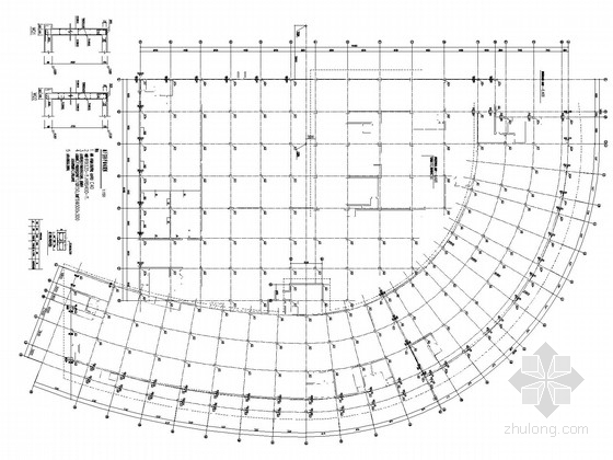 弧形梁结构图资料下载-16层框架核心筒半弧形结构施工图(构架层、管桩、含建施)