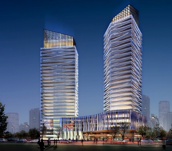 河南高层办公楼资料下载-[河南]120米现代风格办公楼设计方案文本