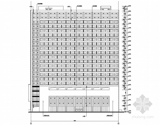 [江苏]22层框架剪力墙结构医院病房楼结构施工图（三层地下室、建筑图）-立面图 
