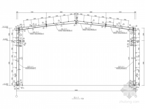 24米高框架厂房资料下载-24米跨90米长门式刚架厂房结构施工图