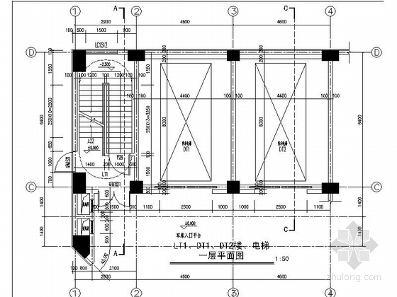 [新疆]5层现代风格立体停车库建筑设计施工图（知名建筑事务所）-5层现代风格立体停车库建筑设计局部详图