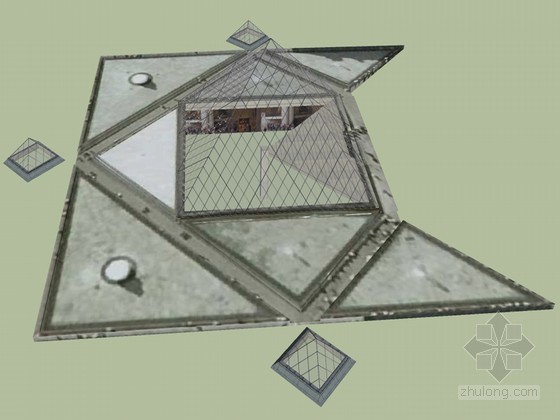卢浮宫金字塔SU模型资料下载-卢浮宫金字塔SketchUp模型下载