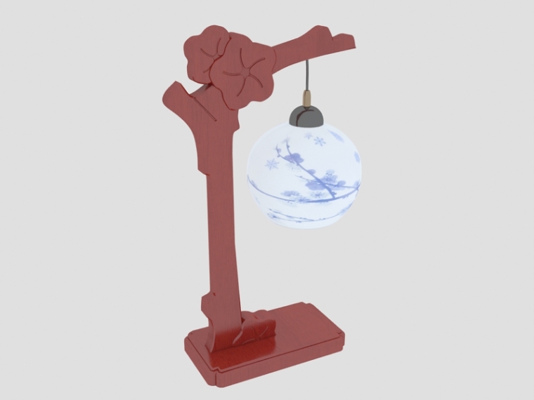 个性台灯3D模型资料下载-中式小巧台灯3D模型下载