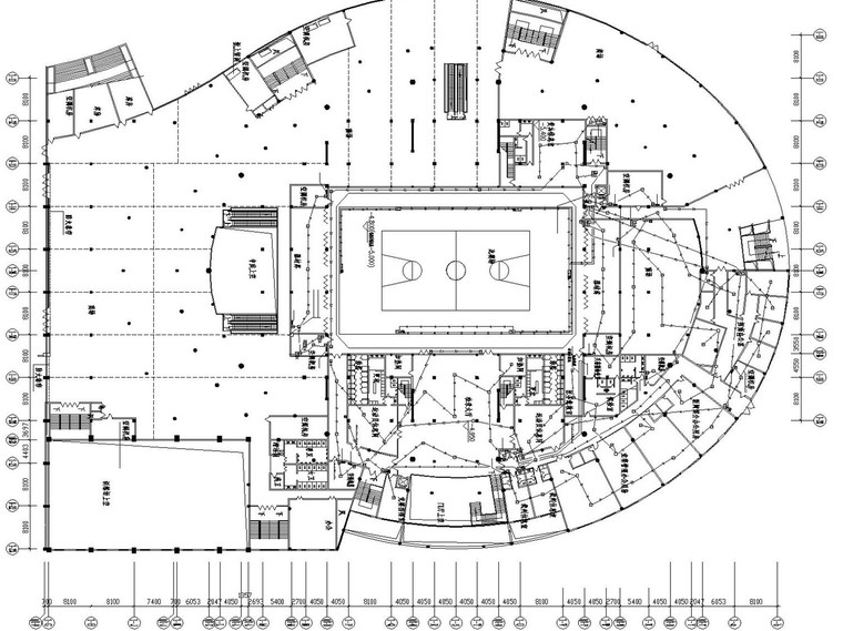 [重庆]体育馆、游泳馆火灾报警系统改造工程电气施工图-体育馆火灾自动报警系统平面图