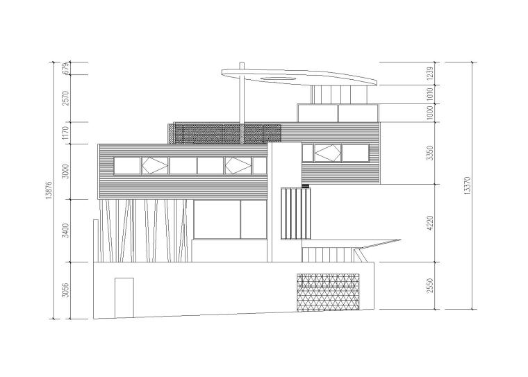 达尔雅瓦别墅方案资料（SU+CAD+PPT）-南立面图