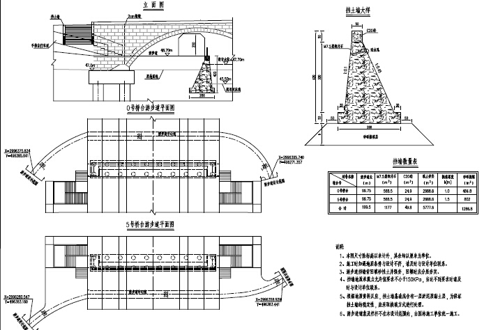 2016年设计（18+24+29+24+18）m五孔钢筋混凝土板拱桥及引道工程设计图135页（PDF）-游步道挡土墙钢筋构造图