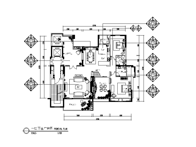cad现代客厅立面图资料下载-[广东]现代风格样板房设计CAD施工图（含效果图）二