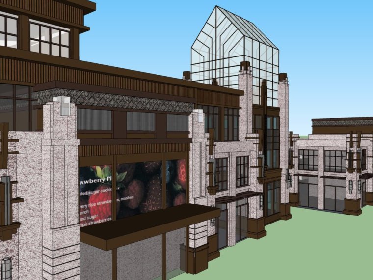商业街楼模型资料下载-商业街西方新古典4层商业模型