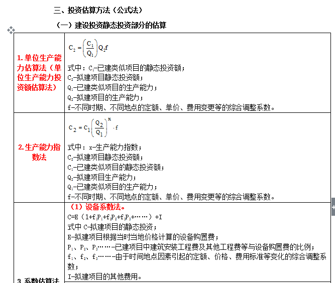 2018年造价工程师备考案例分析知识精讲(考试分析+知识总结+习题)-投资估算法