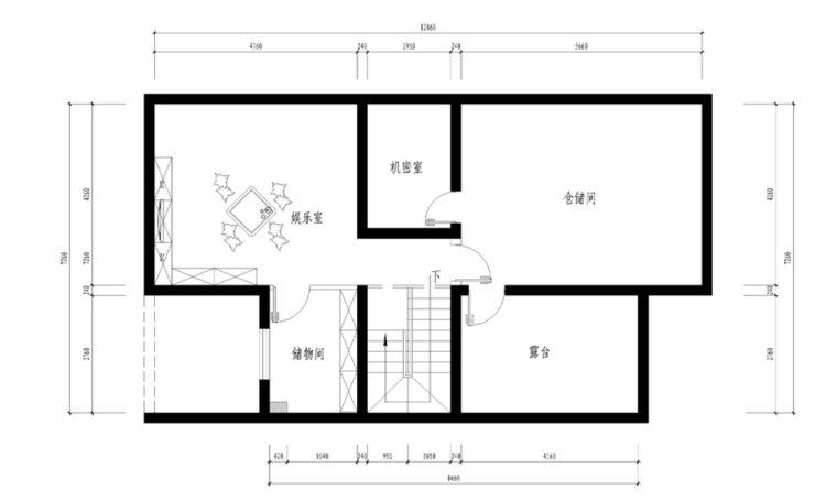 外海碟泉山庄室内装修方案设计及效果图（19页）-顶层平面布置图