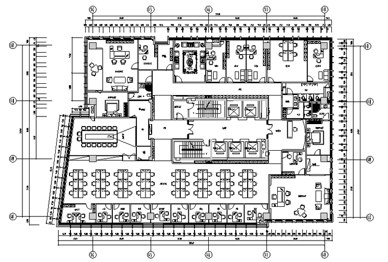 现代风办公空间平面图资料下载-[重庆]现代风格办公空间设计施工图（附效果