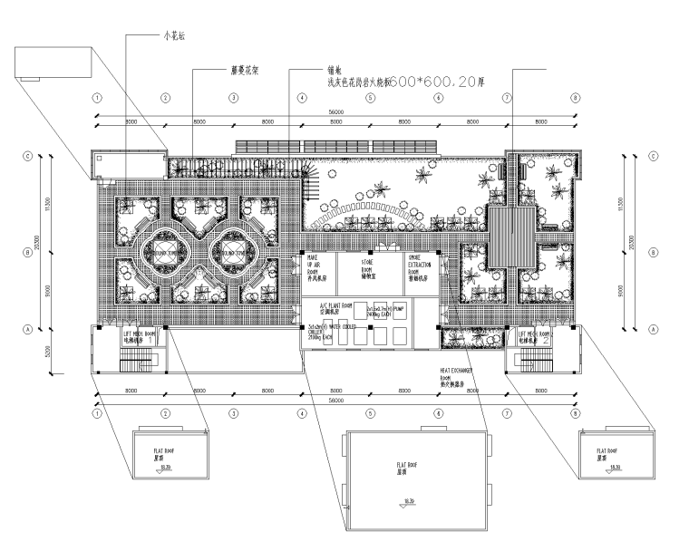 防腐木四角亭CAD资料下载-小庭院、屋顶花园景观设计CAD平面图（6套）