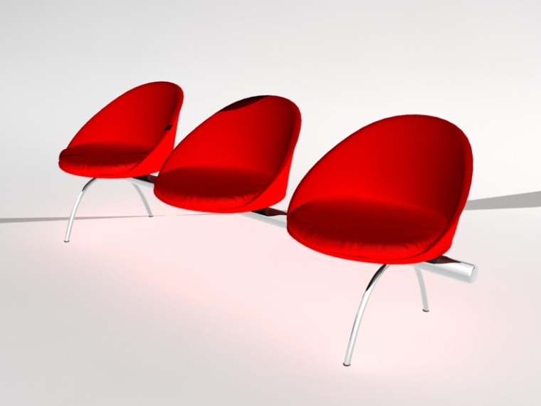 红色台灯3D模型资料下载-红色休息沙发3D模型下载