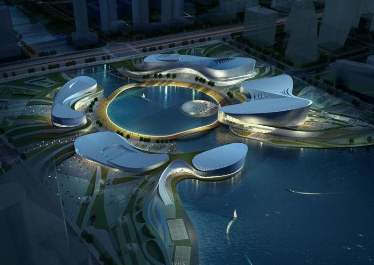 南海文化中心方案设计资料下载-东海之滨某文化中心建筑方案设计文本（JPG）