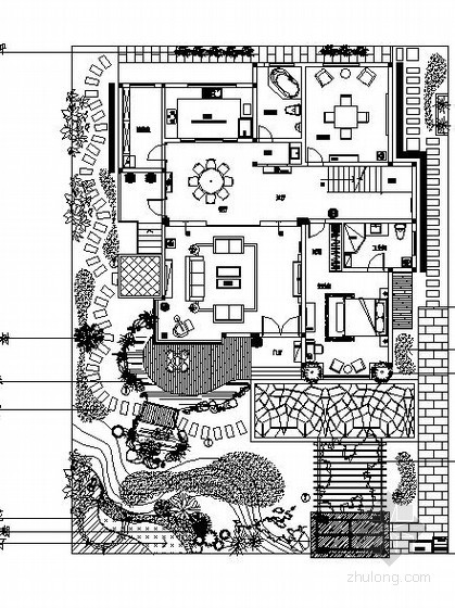 私人别墅庭院效果图资料下载-某别墅庭院景观设计施工图(含效果图)