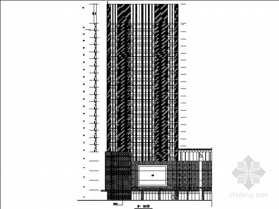 [河北]超高层带中庭商业综合楼建筑施工图-超高层带中庭商业综合楼建筑立面图