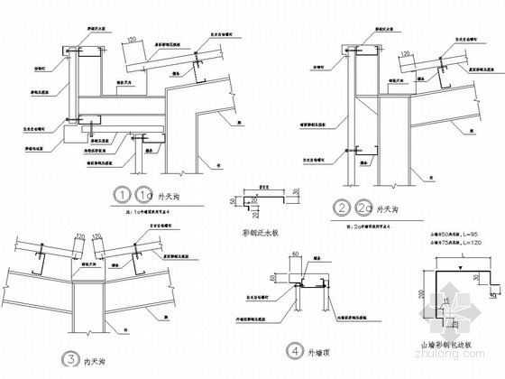 CAD版钢节点详图-女儿墙 天沟 泛水 
