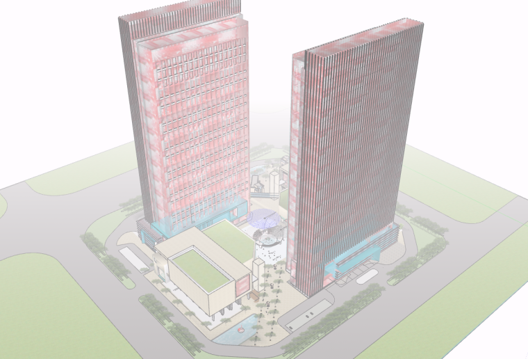 24多层住宅模拟模型资料下载-商住两用高层小场地su模型