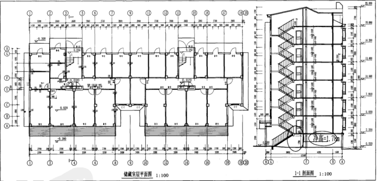 建筑工程施工图审查常见问题详解-建筑专业-3某住宅储藏室平面图及剖面图