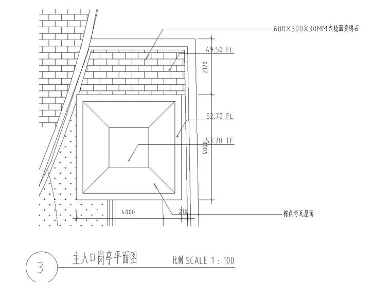 主入口岗亭节点详图 ——知名景观公司景观-主入口岗亭平面图