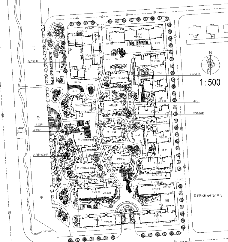 [浙江]杭州东海居住区景观设计CAD施工图 （PSD效果图，文本，概算）-[浙江]杭州东海居住区景观设计CAD施工图 1-4 新版总平