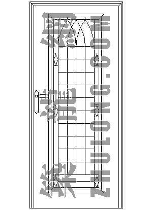 铁门大门图片设计CAD图资料下载-木质框镶铸铁门