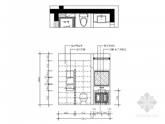 [江苏]128平美式简约风格三居室雅居CAD装修施工图（含效果）卫生间立面图