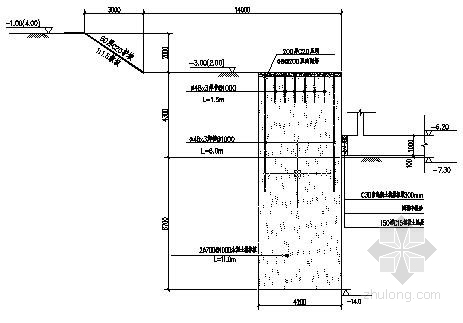重力坝cad图纸资料下载-医院综合楼工程深基坑搅拌桩重力坝支护结构设计图