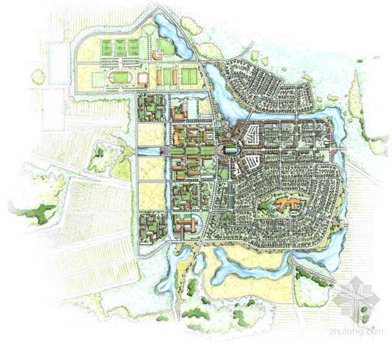 美国大学校园总体规划资料下载-美国大学校园景观规划概念设计