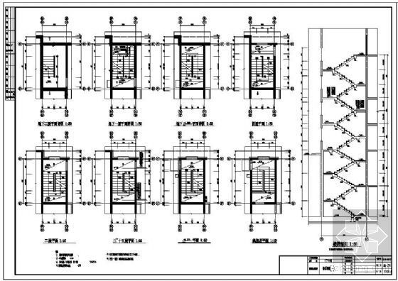 高层住宅楼梯cad图资料下载-某高层住宅楼楼梯节点构造详图