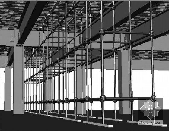 [北京]超高层全钢结构斜塔楼施工组织设计（700余页，大悬臂结构）-组合楼板支撑搭设示意图
